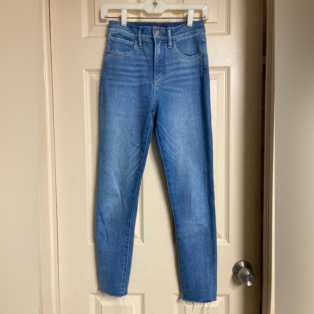 Express Jeans Sz 0 Womens Blue Pants Stretch Ladies High Rise Cropped Skinny